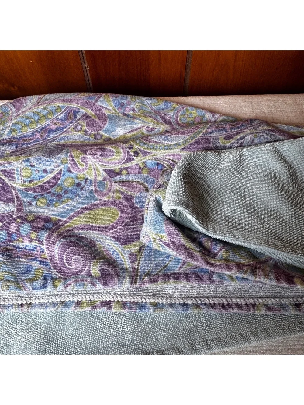 Vintage Turbie Twist Hair Towels Set of 2, Microfiber Hair Wrap Aqua & Paisley